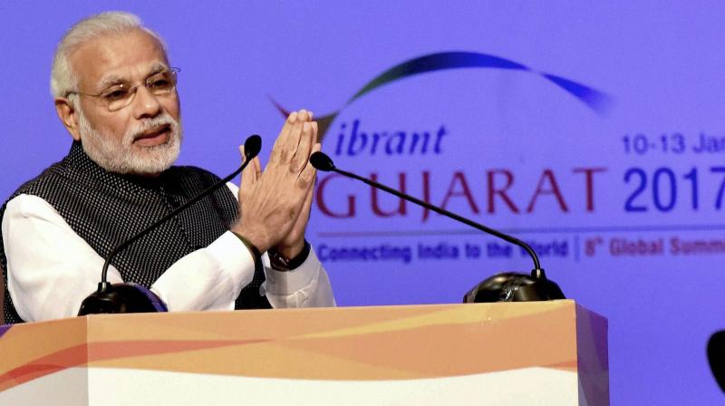 Prime Minister Narendra Modi addresses the Vibrant Gujarat Global Summit 2017, in Gandhinagar, Gujarat. (Photo: PTI)