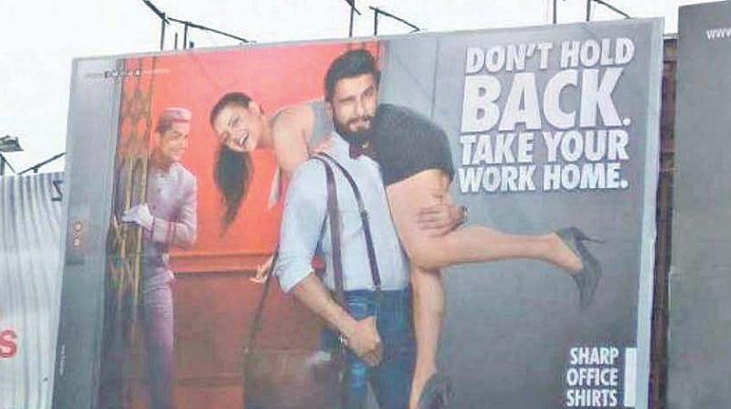 Ranveer Singh advertisement where a woman was slung over his shoulder.