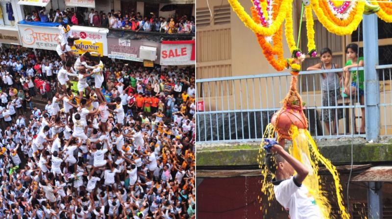 Indian youth break Dahi handi to mark Janmashtami festival