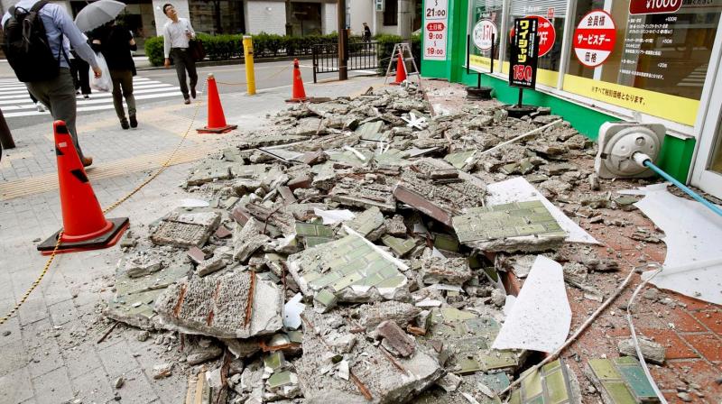 Debris of damaged walls are scattered following an earthquake, in Ibaraki, Osaka, Monday, June 18, 2018. A strong earthquake knocked over walls and set off scattered fires around the city of Osaka in western Japan on Monday morning. (Photo: AP)