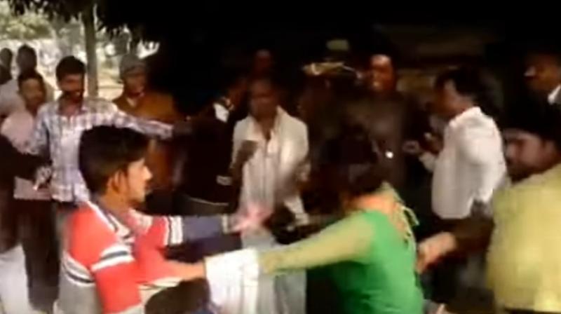 The woman being attacked by the accused in Manipuri (Photo: Screengrab)