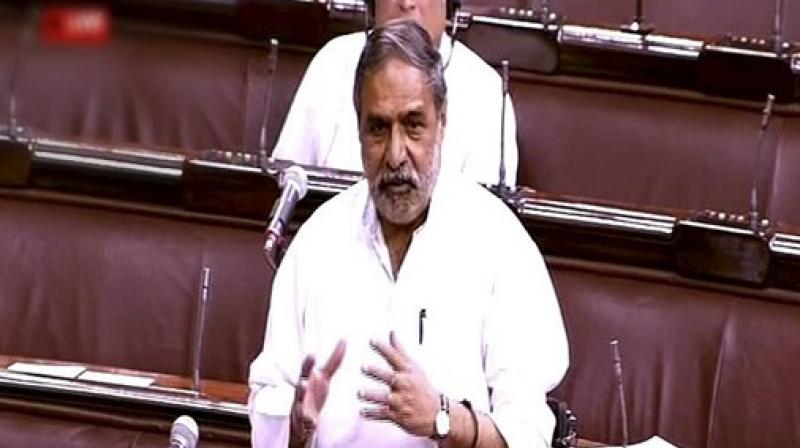 Congress MP Anand Sharma speaking in Rajya Sabha during the Budget session, in New Delhi on Wednesday. (Photo: PTI)