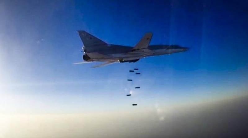 A Russian long range Tu-22M3 bomber carries out an air strike over Aleppo region of Syria on Tuesday, August 16, 2016. (Photo: AP)