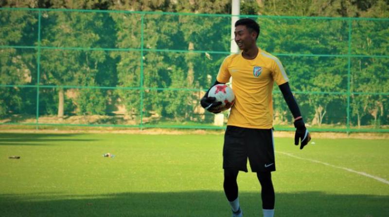 The Indian defence was left to deal with most of the danger, while goalie Dheeraj Singhs safe hands kept Yemen at bay. (Photo: Twitter)