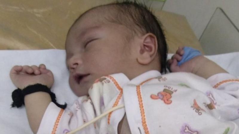 On January 23, Devesh Sharmas wife Vandana Sharma gave the birth to a child in a hospital in Bhopal. (Photo: Twitter)