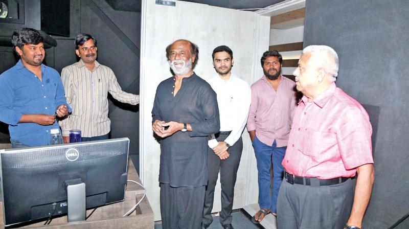 Superstar Rajinikanth was spotted at Knack Studios dubbing for his upcoming gangster film Kaala,  directed by Ranjith.