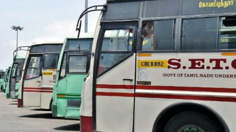 In Kumbakonam,  students of Government Girls college staged a sit-in, protesting against the bus fares hike.