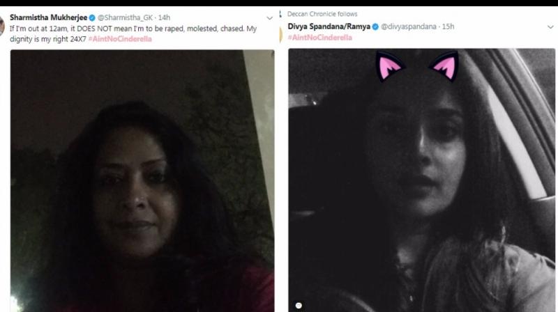 Congress leader Sharmishta Mukherjee and actor-turned politician Divya Spandana took to twitter to support #AintNoCinderella