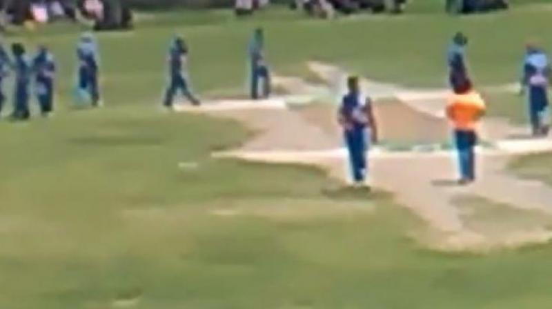 In that video, the cricketers in the Pakistan kit could be seen standing while the neighbouring countrys national anthem was being played ahead of this match. (Photo: Youtube)
