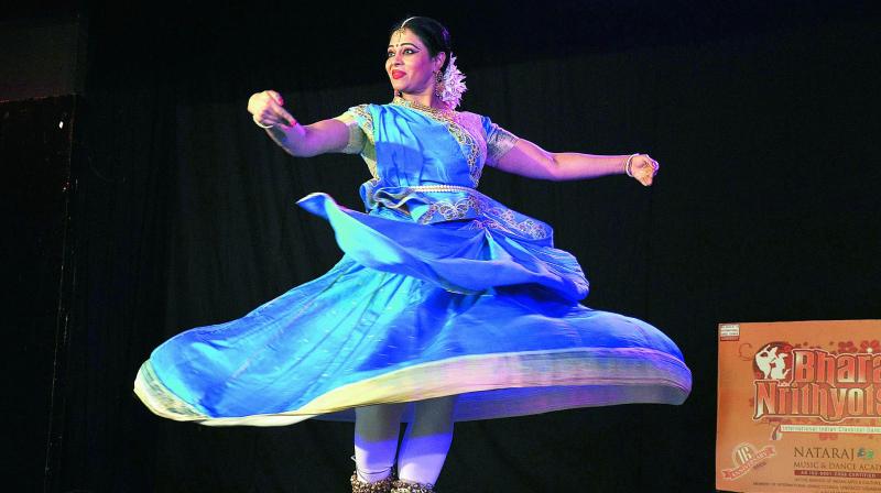 Graceful: US-based NRI Antara Datta presents a dance performance on Kathak during the 7th International Indian Classical Dance Festival, at Kalabharathi Auditorium in Visakhapatnam on Tuesday.