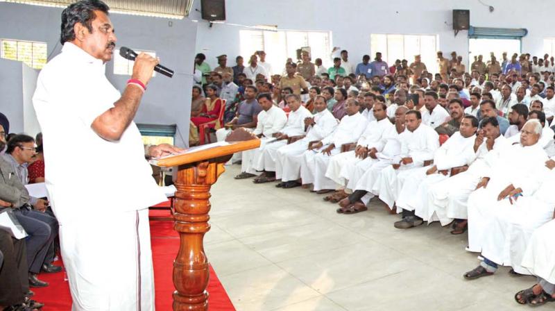 Chief Minister Edappadi K. Palaniswami addresses priests of the local parishes in Kanyakumari on Tuesday (Photo: DC)