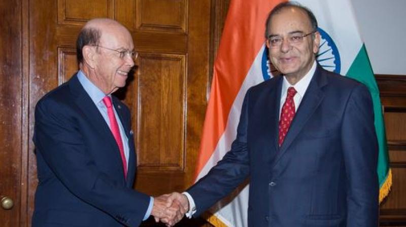 Finance Minister Arun Jaitley with US Commerce Secretary Wilbur Ross. (Photo: Arun Jaitley/Twitter)