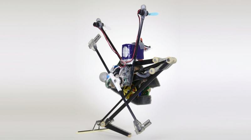 The researchers explain the action as deadbeat foot placement hopping control where precise foot placement enables the robot to jump on surfaces like furniture.