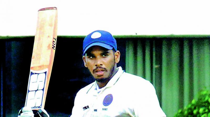 A file photo of Akshath Reddy who scored a double hundred against Tamil Nadu on Tuesday.