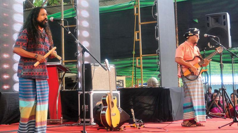 Oorali band performs at We the people event at Central stadium in Thiruvananthapuram on Tuesday. (Photo: A.V. MUZAFAR)