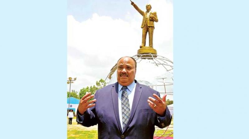 Social reformer and activist Martin Luther King III during Ambedkar International Conference 2017 at GKVK  campus in Bengaluru on Saturday. 	(Photo:DC)