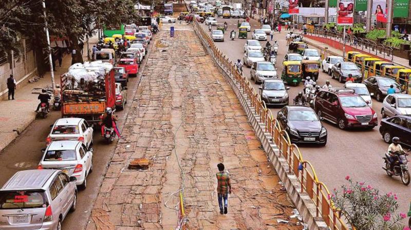 White topping work on Hosur Road