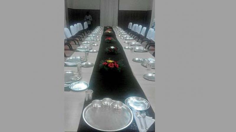 According to former district BJP president, Rajkumar Telkur, the district administration hosted a sumptuous dinner for the CM, his Cabinet colleagues and senior officials spending a huge amount of public money.