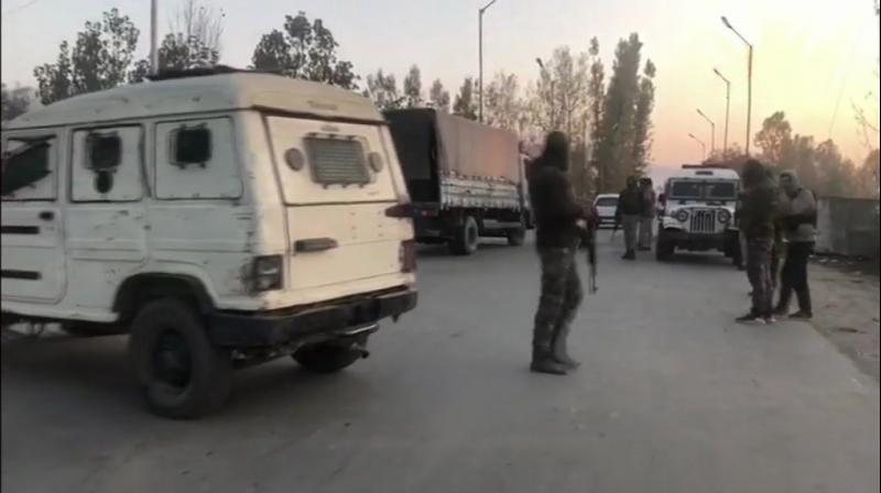 Deferred visuals: An encounter broke out between militants and security forces in Sopore area of Baramulla district of Jammu and Kashmir. (Photo: Twitter | ANI)