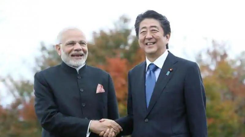 Prime Minister Narendra Modi with his Japanese counterpart Shinzo Abe at a hotel in Yamanakako village, Yamanashi prefecture on October 28, 2018. (Photo: AFP)