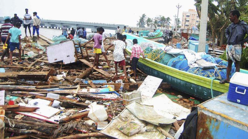 A view of the damage caused by cyclone Gaja, after it hit Velankanni, in Nagapattinam district of Tamil Nadu, Friday, November 16, 2018. (Photo: PTI)