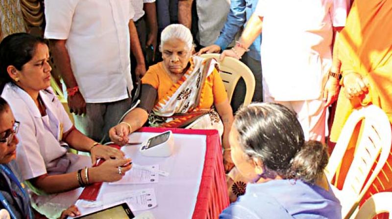 BJP state president B.S. Yeddyurappa at a free health camp organised on former PM A.B. Vajpayees birth anniversary at Chickpet in the city on Tuesday