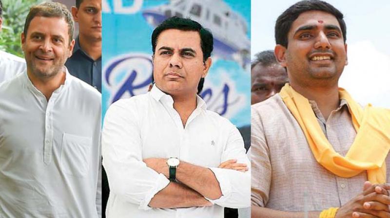 The GenNext politicians are slowly but surely exercising greater command in the party and government affairs; (Clockwise) Rahul Gandhi, K.T. Rama Rao, Nara Lokesh, Tej Pratap Yadav and Tejashwi Yadav