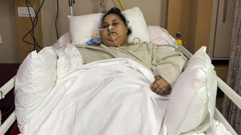 Egyptian national Eman Ahmed Abd El Aty weighed 500 kilogrammes when she arrived in Mumbai but has now reduced almost half her weight. (Photo: AFP)