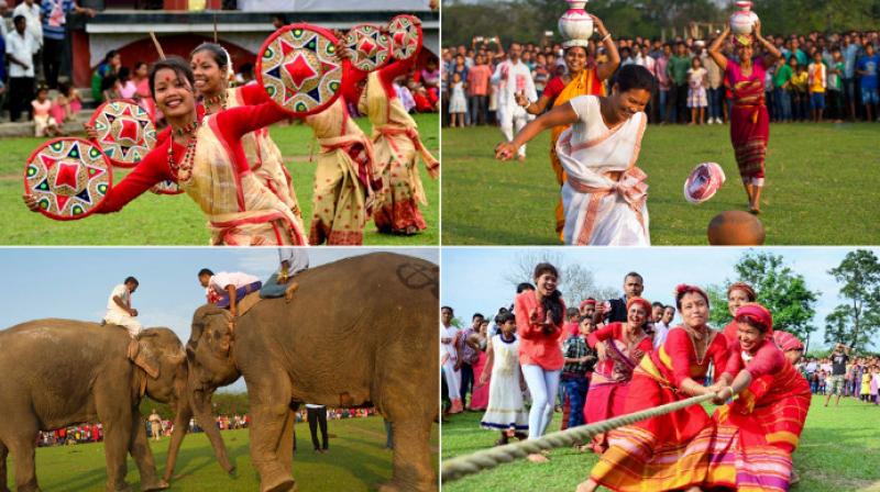 Assamese locals celebrate the Suwori tribal festival with song and dance