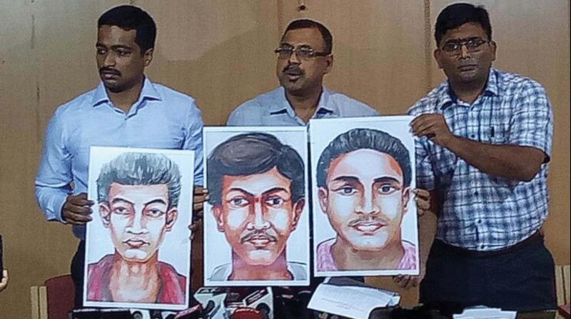 The SIT team released the sketches of suspects in murder of Gauri Lankesh at CID Office,  in Bengaluru on Saturday 	(Photo: KPN)