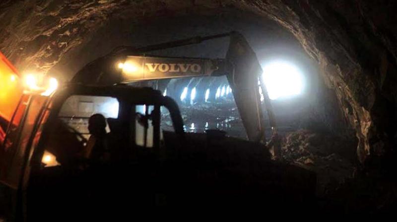 Work going on at Kuthiran twin tunnel on the six-lane Mannthy-Vadakkenchery NH. (File pic)