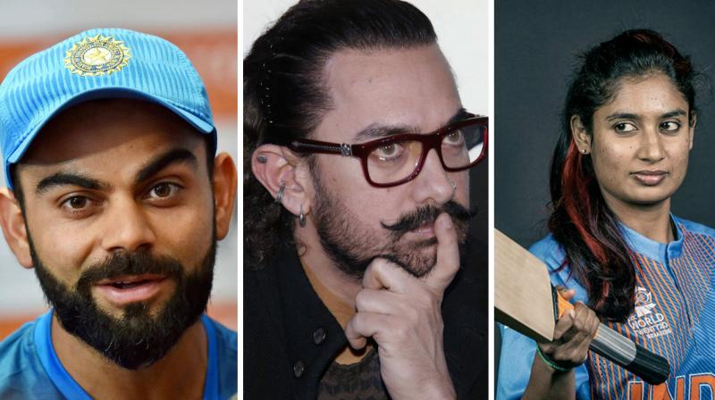 While Aamir Khan said that he follows Virat Kohlis style, he could not name the Indian womens cricket team captain. (Photo: PTI / BCCI)