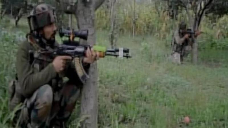Cross firing was going on in Pulwama till last reports came in. (Photo: ANI | Twitter)