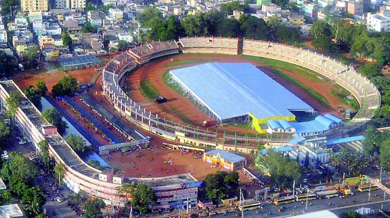 Indira Gandhi Municipal Stadium in the heart of the city.