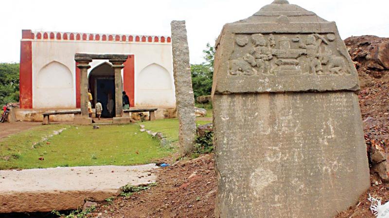 Ancient Shambhulinga temple with an inscription
