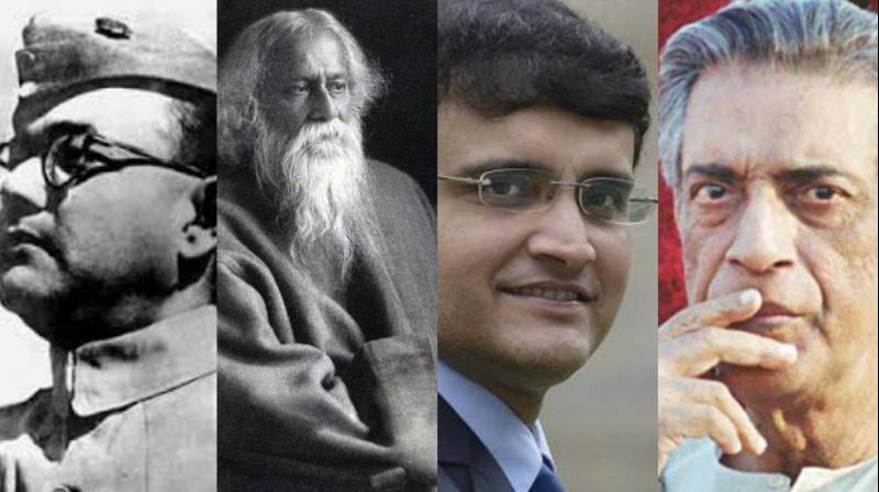 Bengalis take fierce pride in their icons (from left to right) Netaji Subhas Chandra Bose, Rabindranath Tagore, Sourav Ganguly and Satyajit Ray.