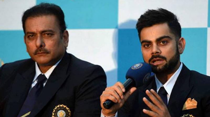 Ravi Shastri brushed aside questions about the Anil Kumble-Virat Kohli exit, choosing to focus on Team Indias percormance instead. (Photo: PTI)