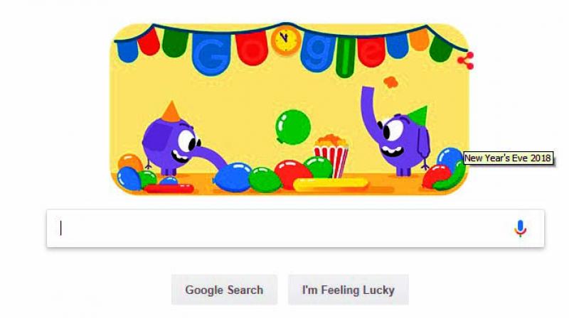 Google in years past has created New Years Eve Doodles that feature birds, but this year the search giant chooses baby elephants to welcome 2019.