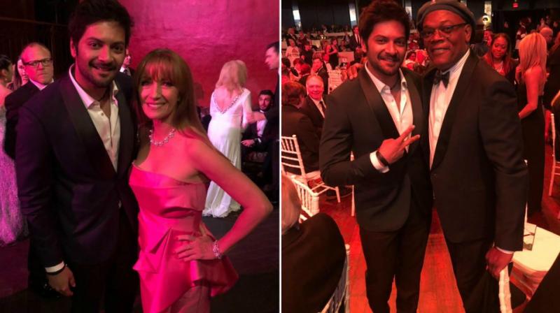 Ali Fazal with Britney Spears, the actor with Samuel L Jackson at Hollywood Beauty Awards.