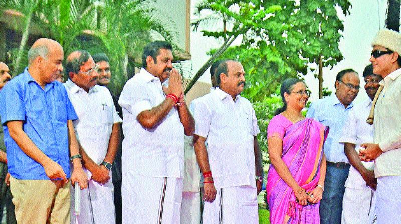 Chief Minister Edappadi K. Palaniswami at the launch of the biopic on late  M.G. Ramachandran in the city on Friday. (Photo: DC)