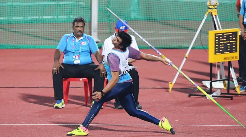 Indias Neeraj Chopra set a meet record, hurling his javelin 85.23m. (Photo: AFP)