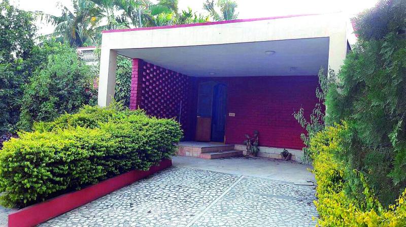 The rented house of Wg. Cdr. Rajasekhar Reddy in Vidyapuri where narcotic drugs were being manufactured. (Photo: DC)
