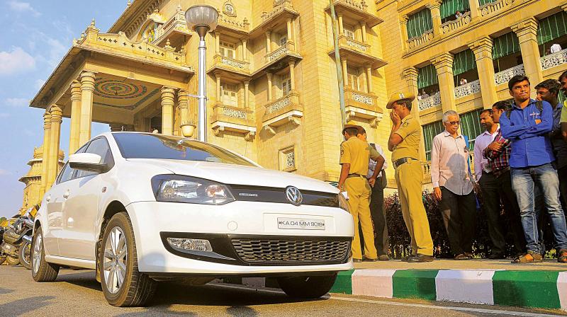 The car from which cash was seized at Vidhana Soudha a few days ago.