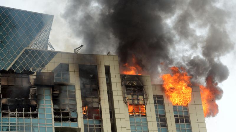 The fire broke out at the B-wing of the Beaumonde towers in South Mumbais Prabhadevi. (Photo: Rajesh Jadhav)