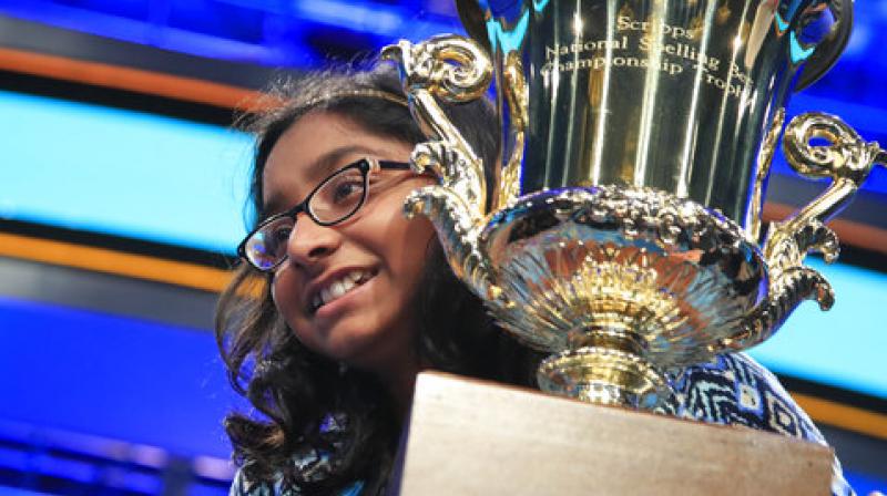 California resident Vinay was being interviewed by CNN anchors Alisyn Camerota and Chris Cuomo following her win last week at the prestigious Scripps National Spelling Bee. (Photo: AP)