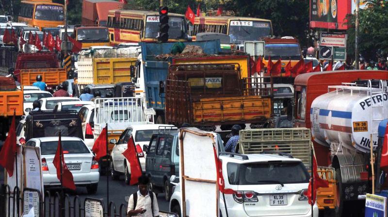 Traffic block at Vyttila (file pic)