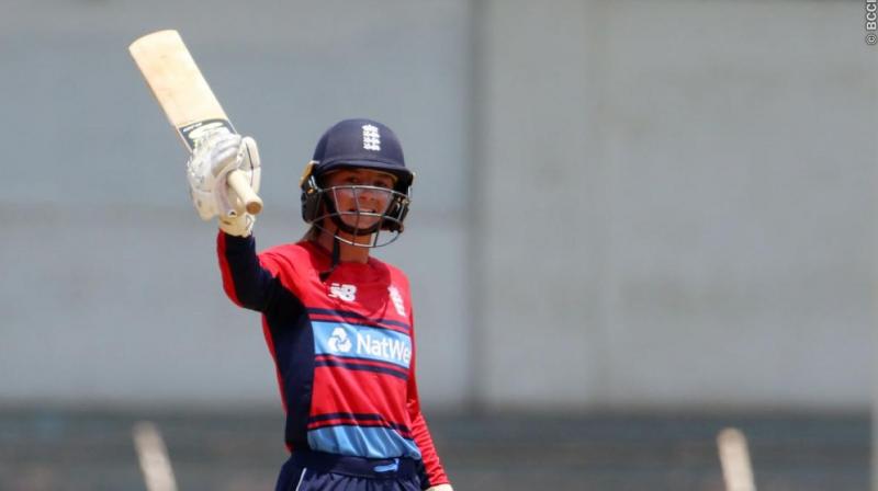 A whirlwind century by opener Danielle Wyatt helped England pull off a record chase and crush India by seven wickets in their second T20 triangular series match here on Sunday. (Photo: BCCI)