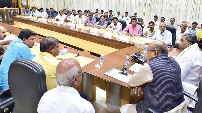 CM Siddaramaiah at a meeting of Kuruba community leaders in Bengaluru on Sunday. (Photo: KPN)