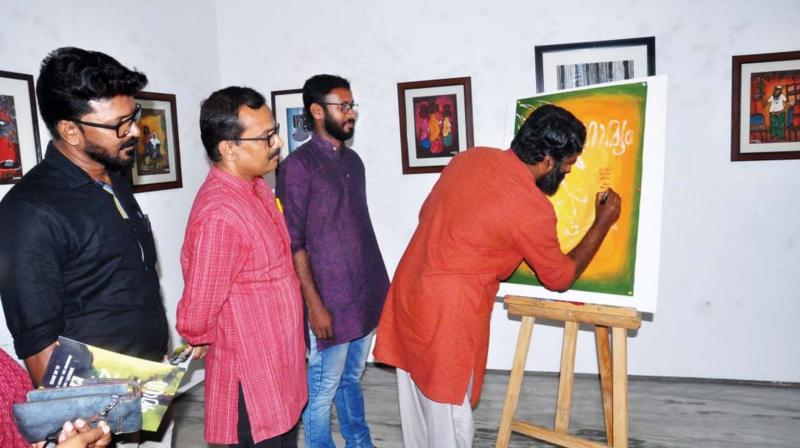 Shakir Eravakkads ongoing solo exhibition, titled Gramyam, features scenes from the rural India.