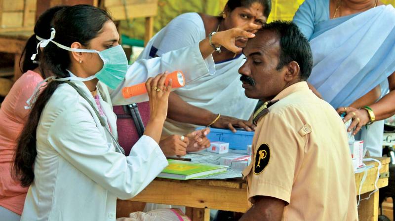 Medical camp conducted outside the fire ravaged site on Thursday. (Photo: DC)